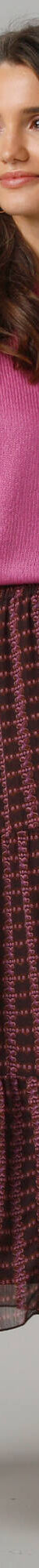 Jupe longue volume jupon, voile imprimé (chocolat / violine) Jupe longue volume jupon, voile imprimé (chocolat / violine)